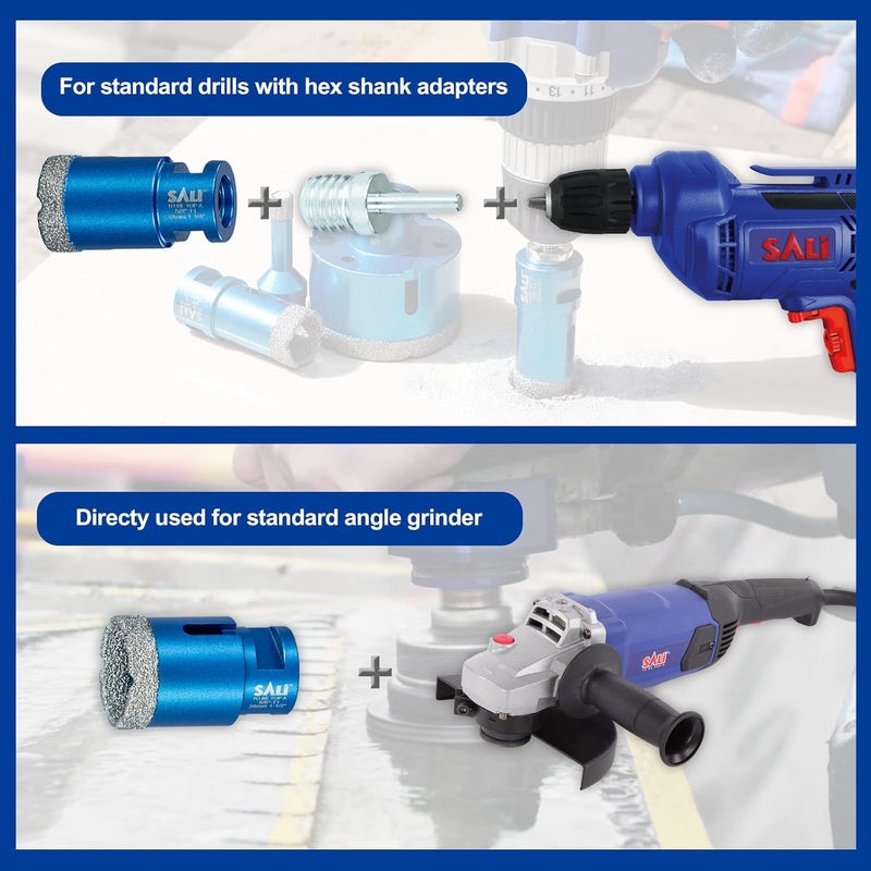 SALI Diamond Core Drill Bits 3 Inch (76mm) Tile Hole Saws Vacuum Brazed Hole Saw with 5/8-11 Thread for Glass Ceramic Porcelain Tiles Marble Brick Granite Quartz Fit Angle Grinders Drills - Image 5